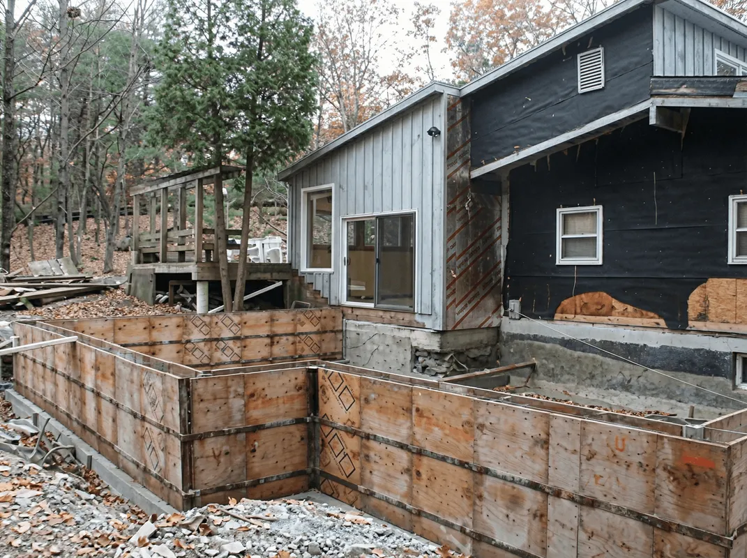 Prepared site with foundation forms for home remodeling and addition project in Erie, PA
